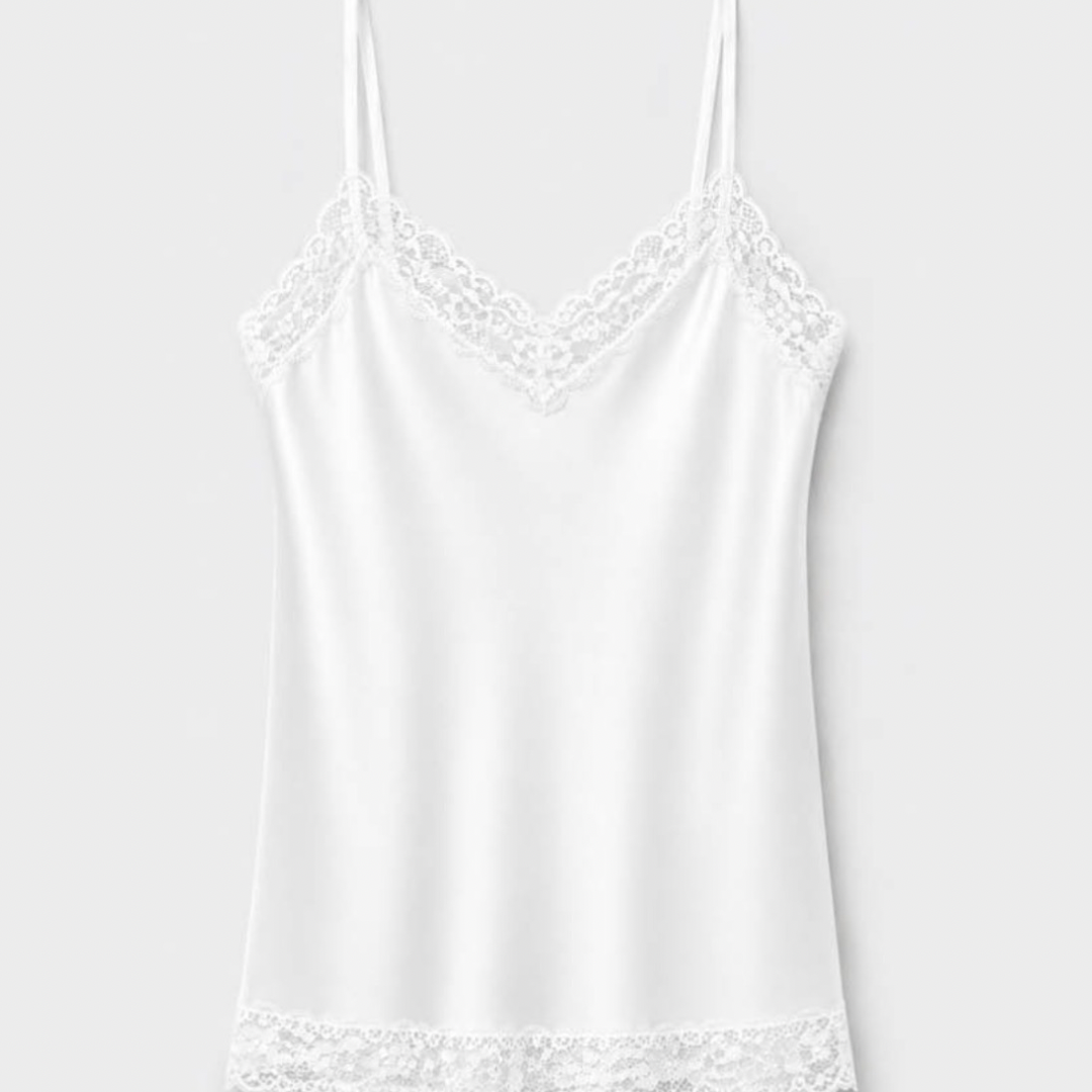 Canotta in satin e pizzo con scollo a V | ALESSIA