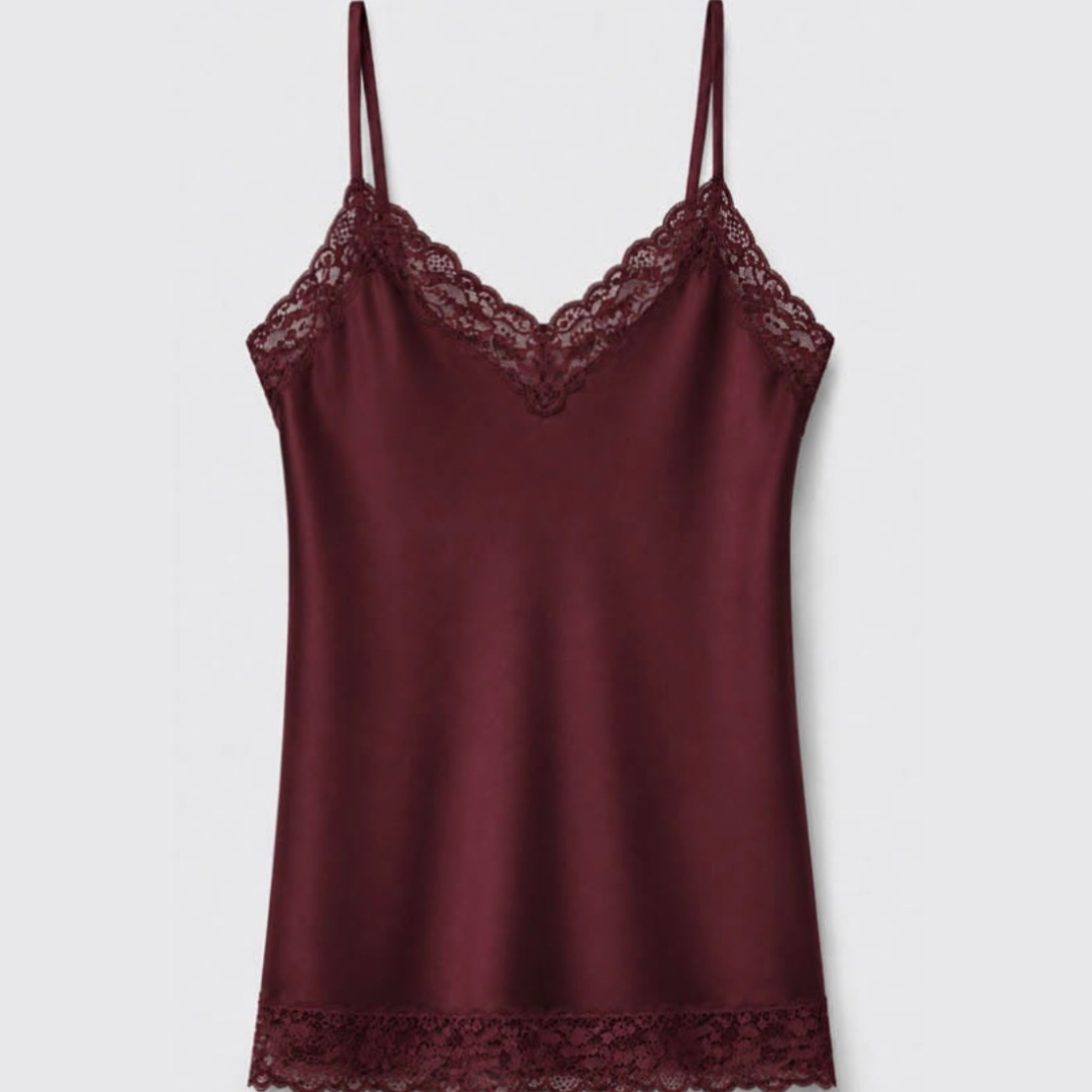 Canotta in satin e pizzo con scollo a V | ALESSIA