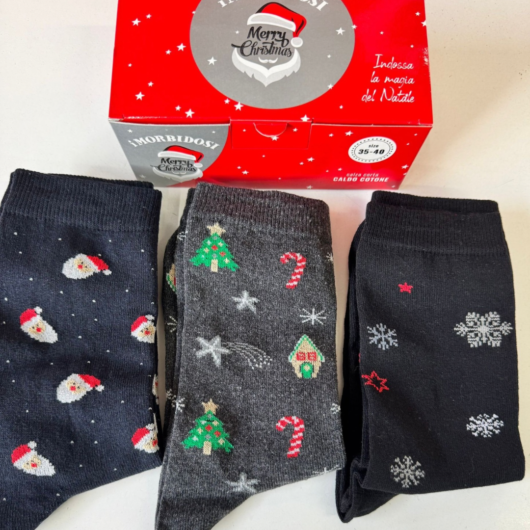 Calze uomo/donna in caldo cotone XMAS - 3 paia
