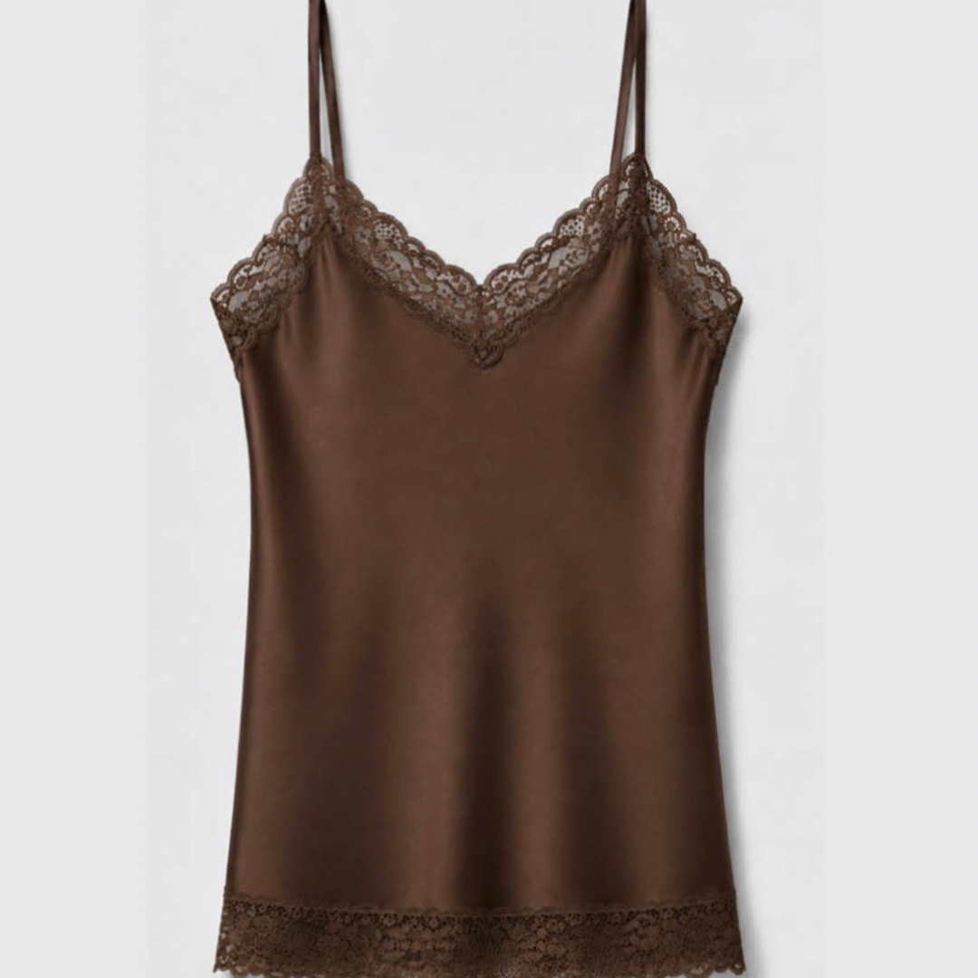 Canotta in satin e pizzo con scollo a V | ALESSIA