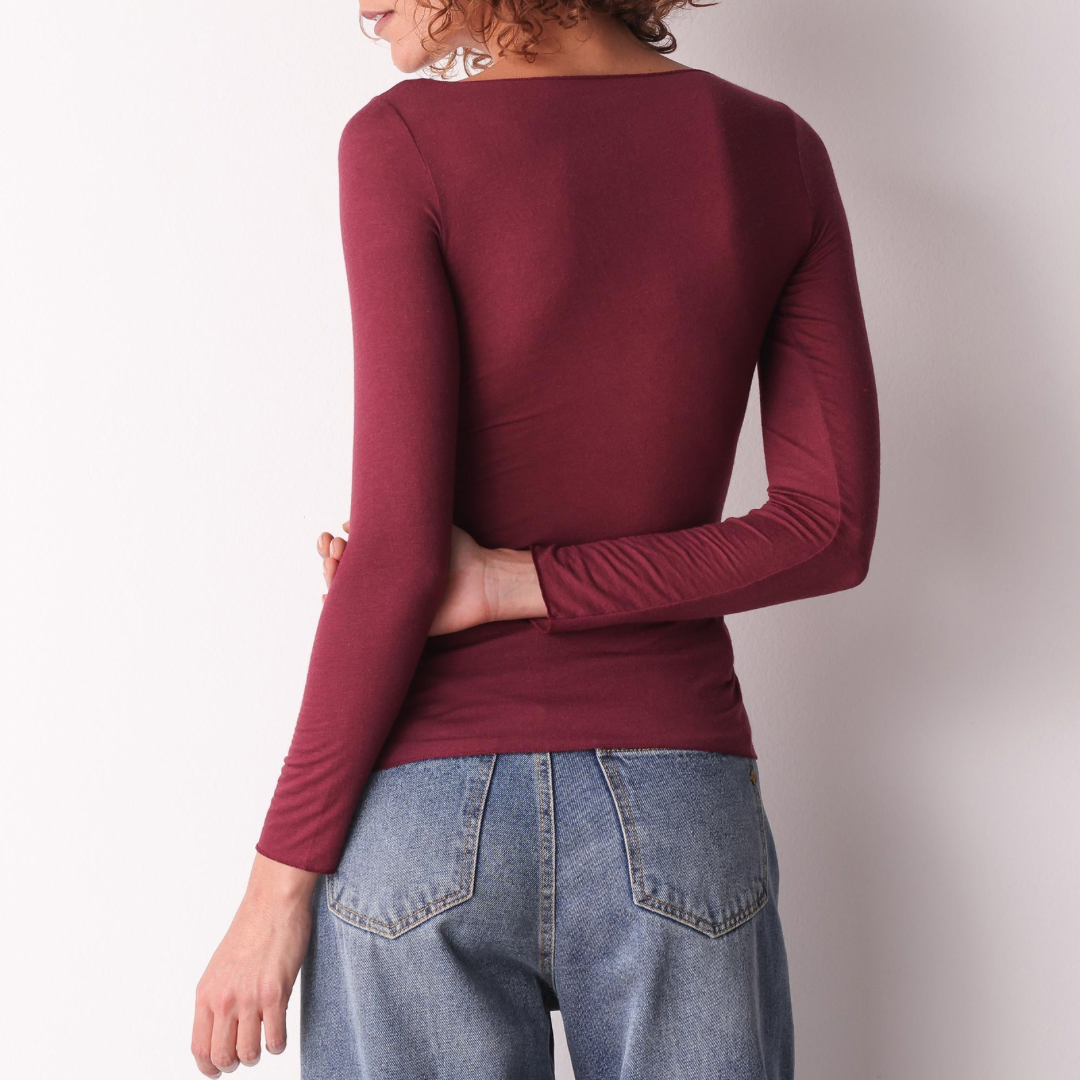 Maglia scollo a barchetta in cashmere manica lunga