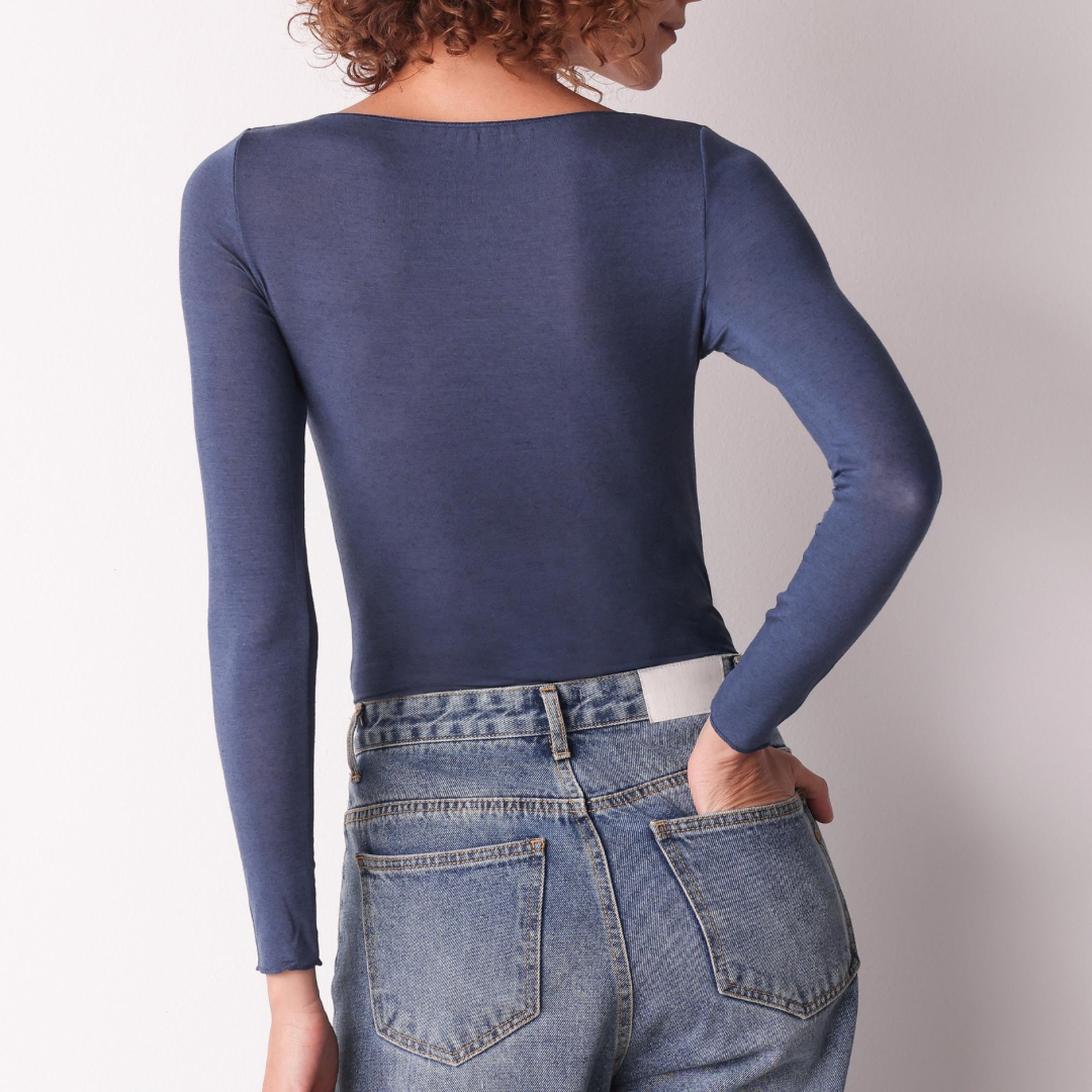 Maglia scollo a barchetta in cashmere manica lunga