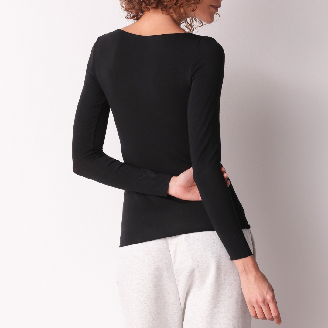 Maglia scollo a barchetta in cashmere manica lunga