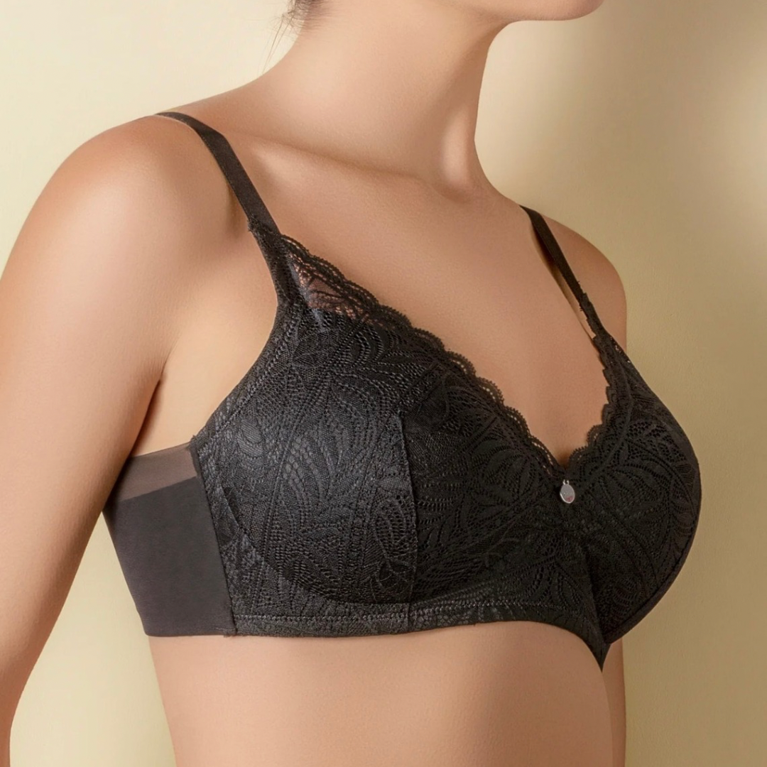 Reggiseno coppa C in pizzo floreale con fascia in tulle e leggera imbottitura senza ferretto | MIREIA