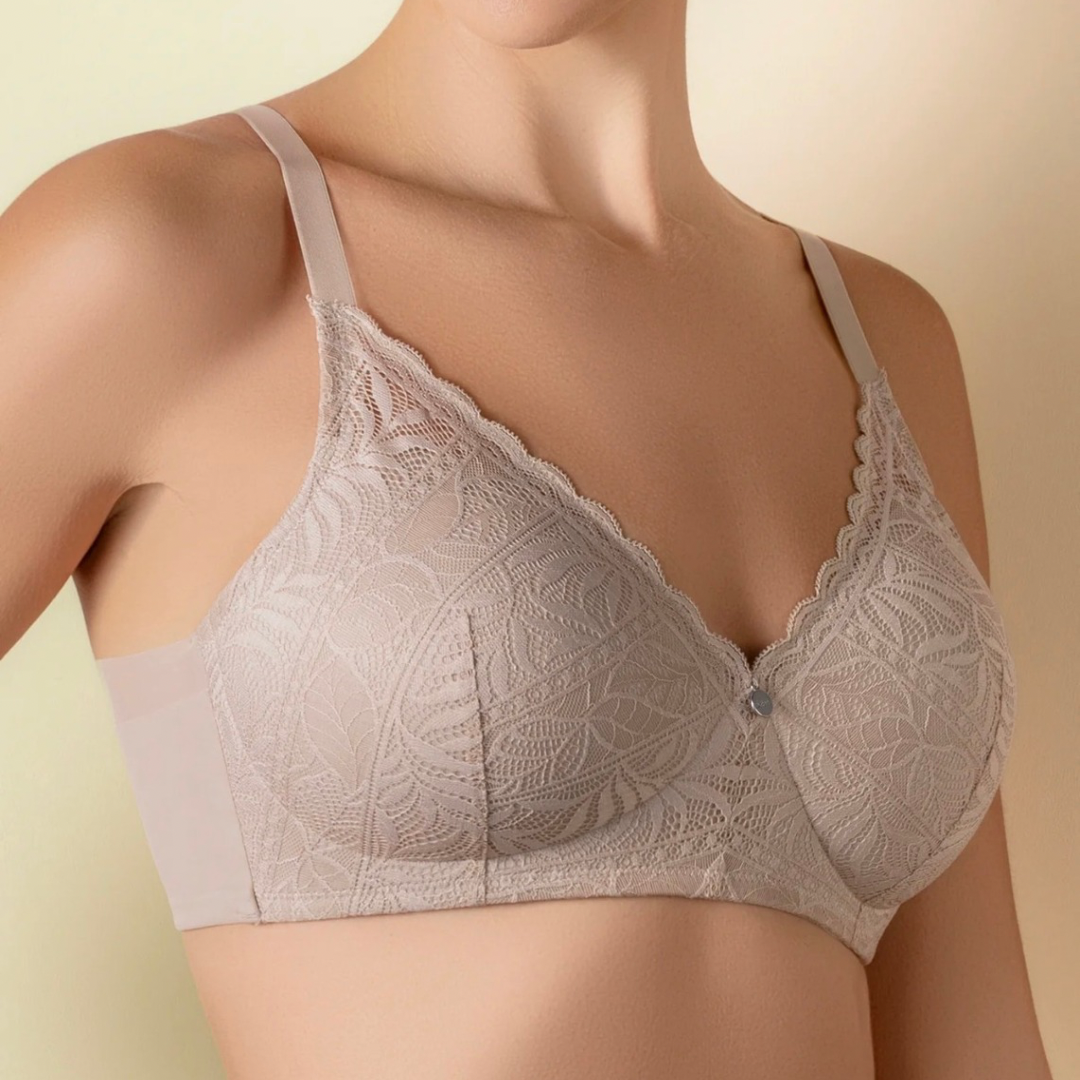 Reggiseno coppa C in pizzo floreale con fascia in tulle e leggera imbottitura senza ferretto | MIREIA