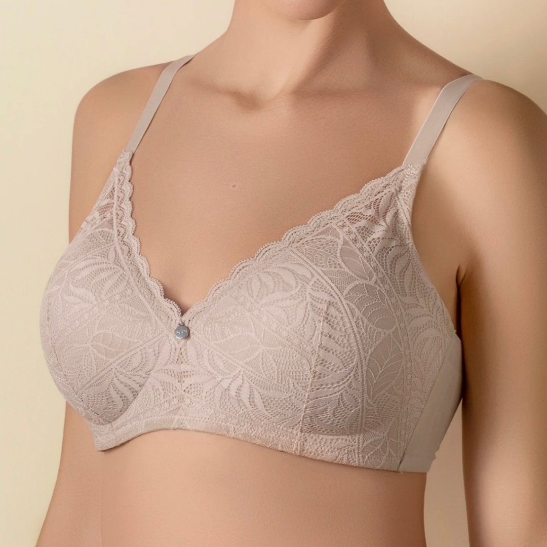 Reggiseno coppa C in pizzo floreale con fascia in tulle e leggera imbottitura senza ferretto | MIREIA