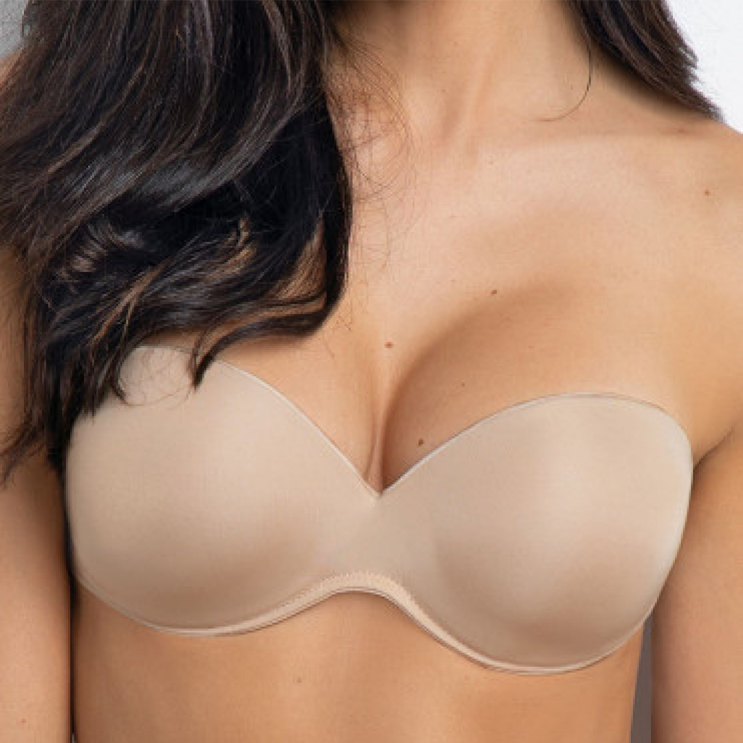 1570 bande effet "dos nu" avec bonnets gradués, armatures invisibles et bretelles silicone fournies